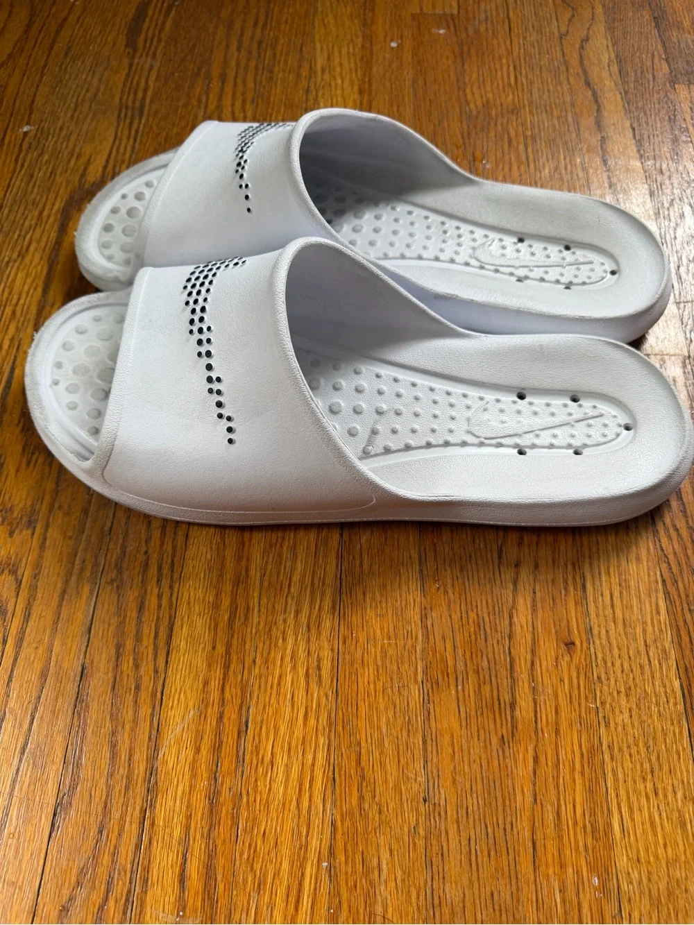 Nike Men’s White Slide Sandals with Perforated Logo